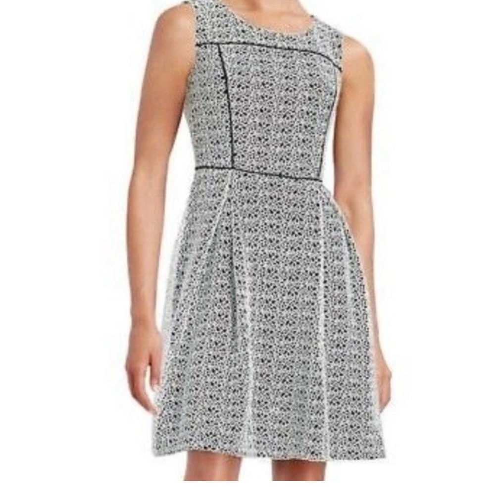 Karl Lagerfeld Black & White Sleeveless Fit-and-Flare Dress